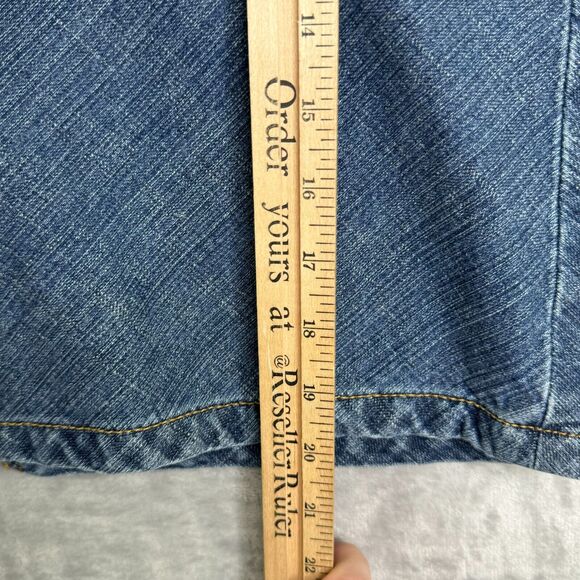 Vintage Y2K GAP Jeans Stretch Skirt Womens 14 Blue Pencil Pockets Double Button - Picture 13 of 13